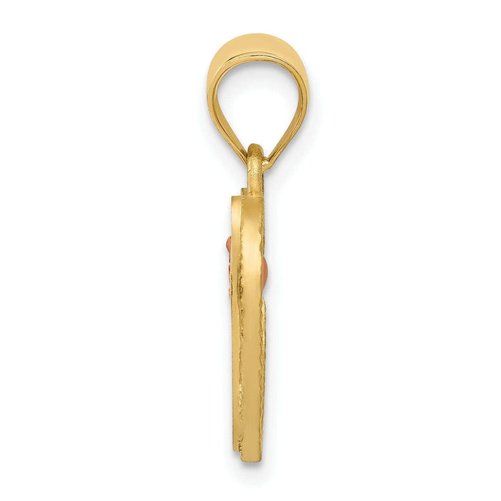 Lovely Rita's Pendants & Charms 14k Two Tone Gold Heart Flower Design Script Letter G Initial Charm Pendant