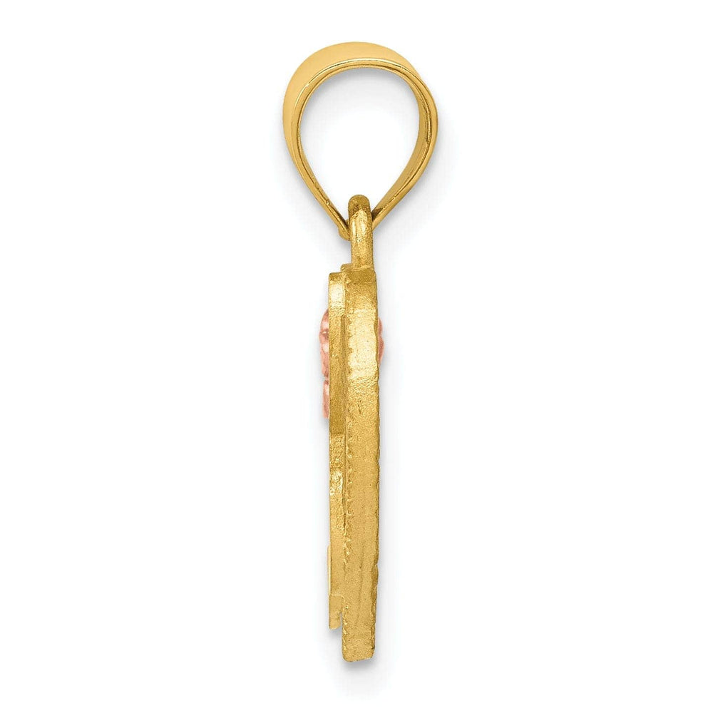 Lovely Rita's Pendants & Charms 14k Two Tone Gold Heart Flower Design Script Letter H Initial Charm Pendant