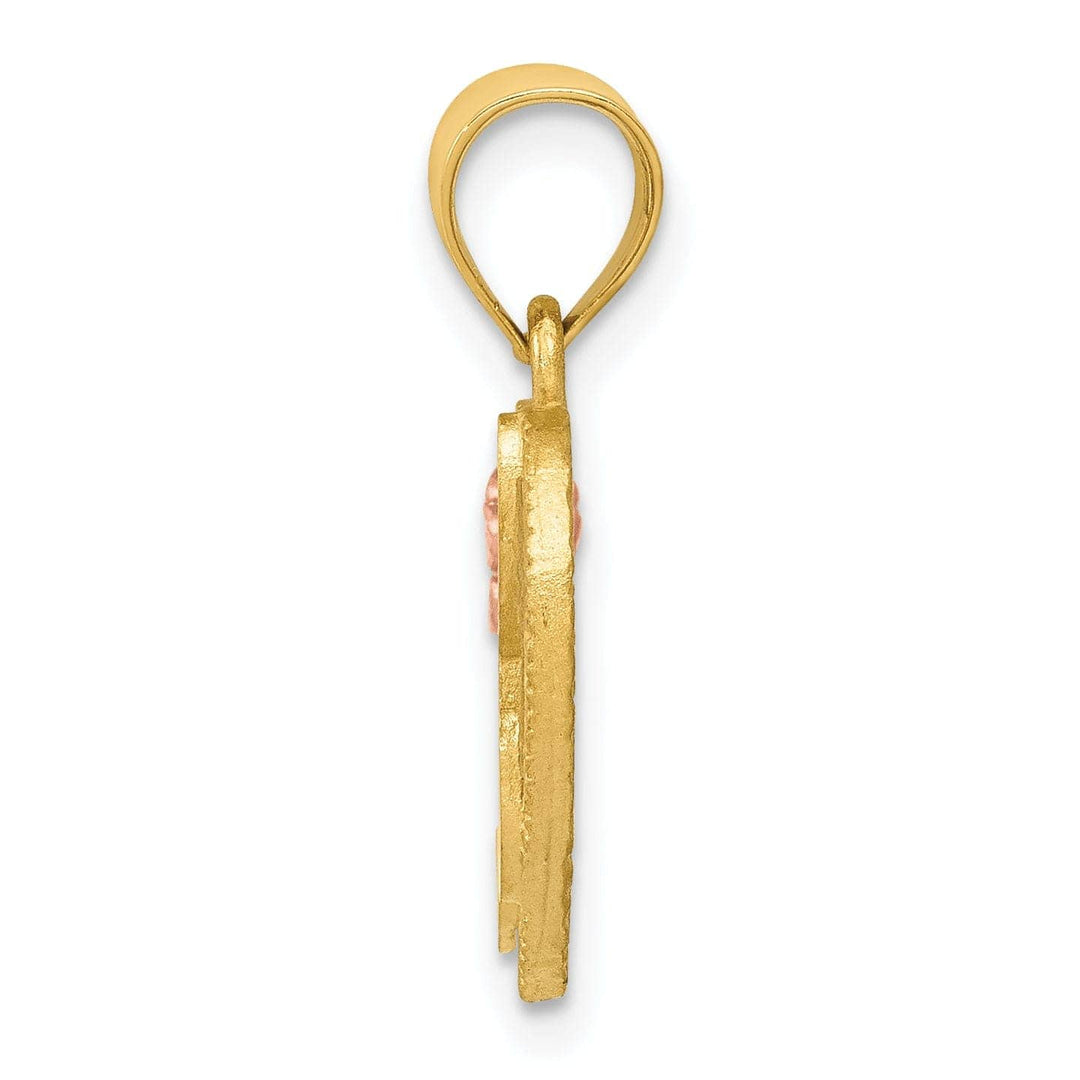 Lovely Rita's Pendants & Charms 14k Two Tone Gold Heart Flower Design Script Letter H Initial Charm Pendant