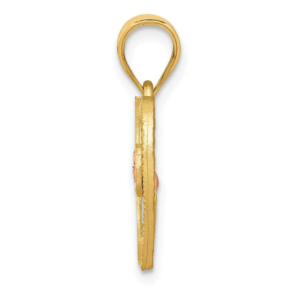 Lovely Rita's Pendants & Charms 14k Two Tone Gold Heart Flower Design Script Letter I Initial Charm Pendant