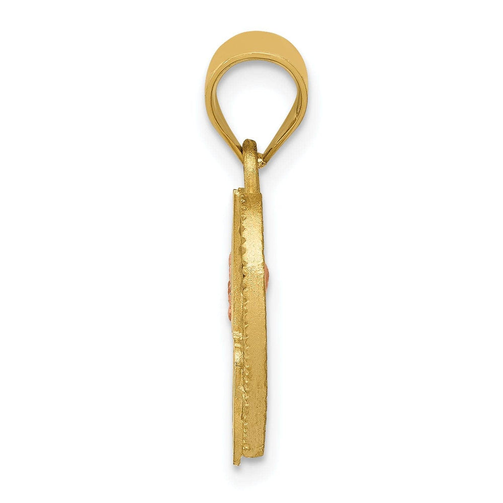 Lovely Rita's Pendants & Charms 14k Two Tone Gold Heart Flower Design Script Letter J Initial Charm Pendant