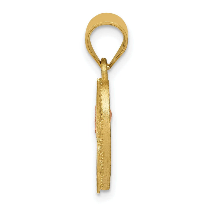 Lovely Rita's Pendants & Charms 14k Two Tone Gold Heart Flower Design Script Letter J Initial Charm Pendant