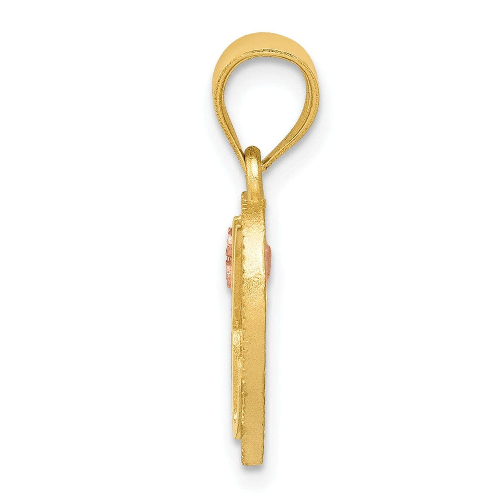 Lovely Rita's Pendants & Charms 14k Two Tone Gold Heart Flower Design Script Letter K Initial Charm Pendant