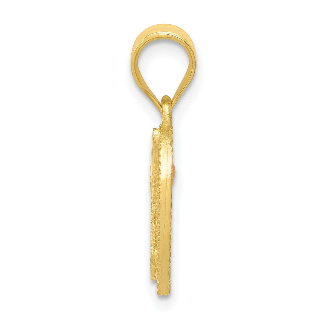 Lovely Rita's Pendants & Charms 14k Two Tone Gold Heart Flower Design Script Letter N Initial Charm Pendant