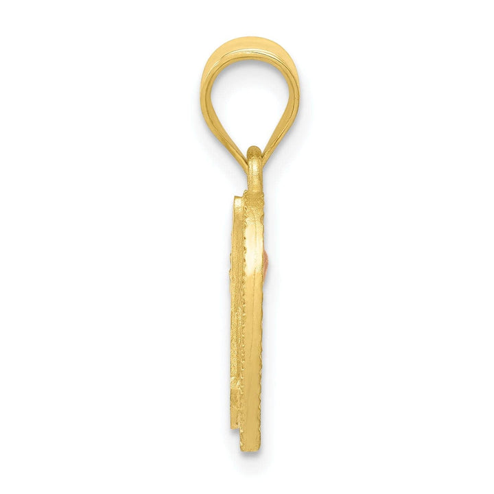 Lovely Rita's Pendants & Charms 14k Two Tone Gold Heart Flower Design Script Letter N Initial Charm Pendant