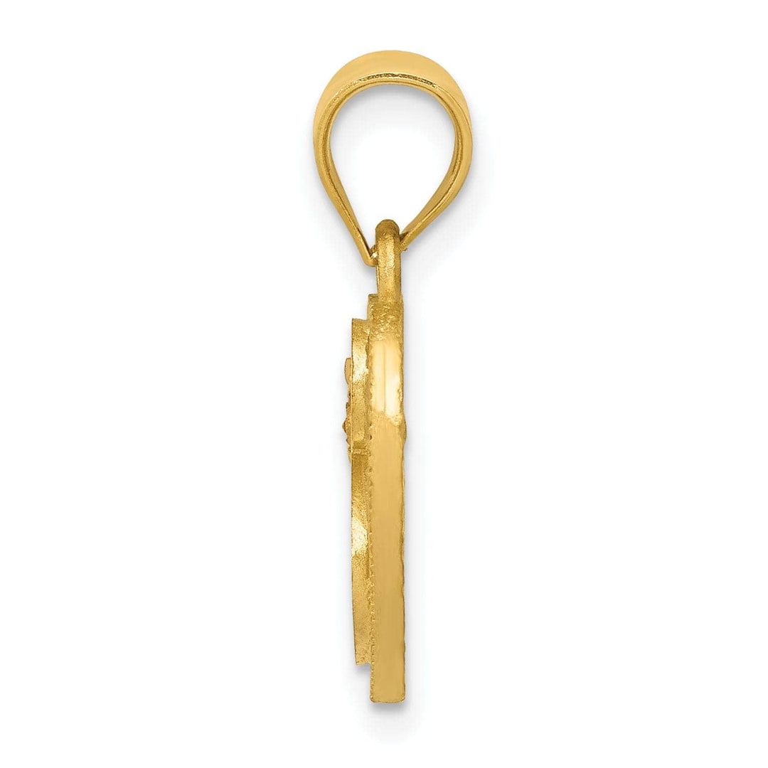 Lovely Rita's Pendants & Charms 14k Two Tone Gold Heart Flower Design Script Letter S Initial Charm Pendant