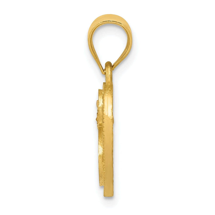 Lovely Rita's Pendants & Charms 14k Two Tone Gold Heart Flower Design Script Letter S Initial Charm Pendant