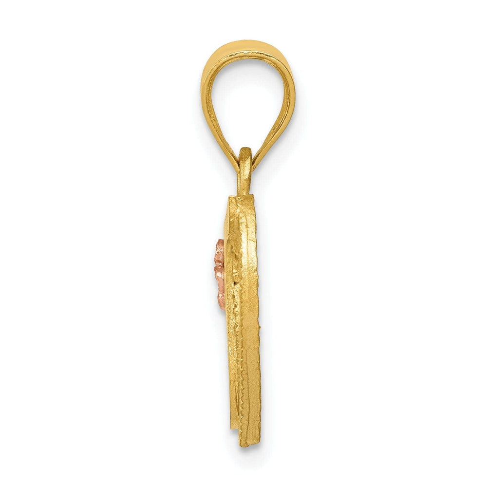 Lovely Rita's Pendants & Charms 14k Two Tone Gold Heart Flower Design Script Letter T Initial Charm Pendant