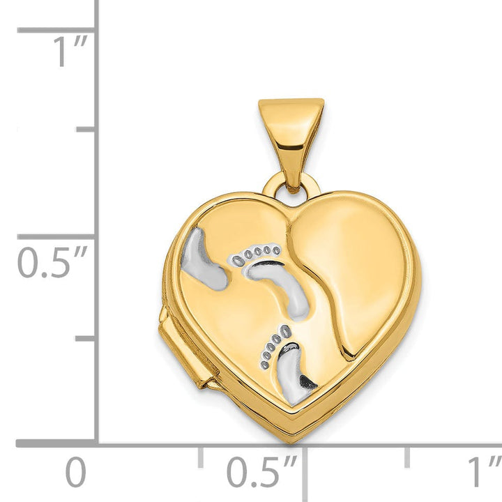 Lovely Rita's Pendants & Charms 14k Two-tone Gold Heart Foot Prints Locket