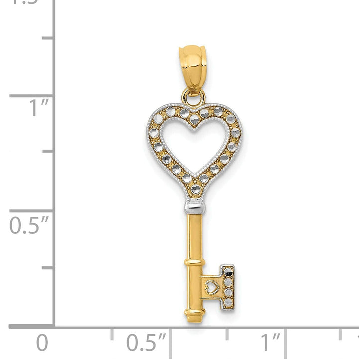 Lovely Rita's Pendants & Charms 14k Two Tone Gold Heart Key Pendant