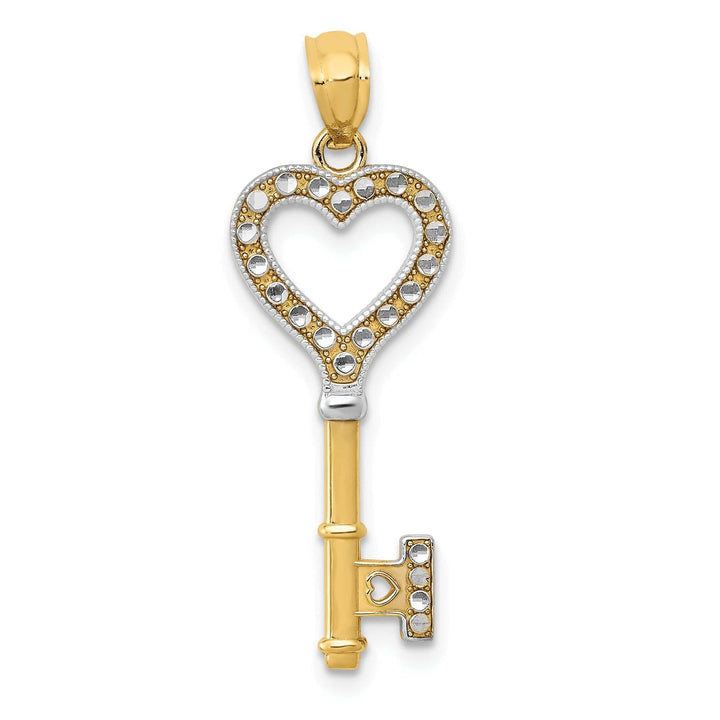 Lovely Rita's Pendants & Charms 14k Two Tone Gold Heart Key Pendant