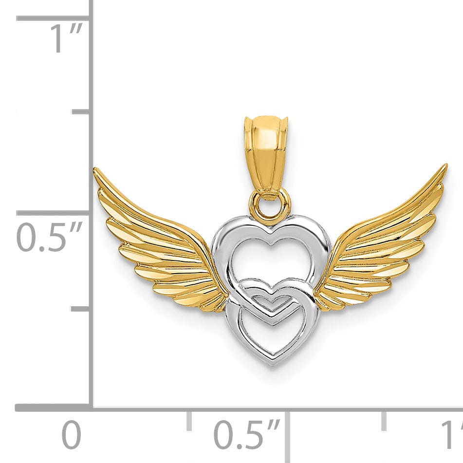 Lovely Rita's Pendants & Charms 14k Two Tone Gold Heart with Wings Charm Pendant