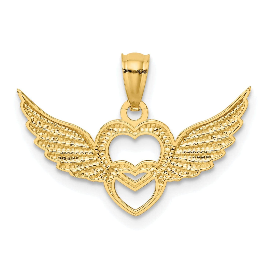 Lovely Rita's Pendants & Charms 14k Two Tone Gold Heart with Wings Charm Pendant