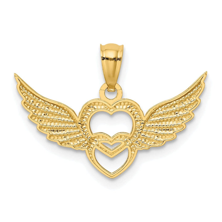 Lovely Rita's Pendants & Charms 14k Two Tone Gold Heart with Wings Charm Pendant