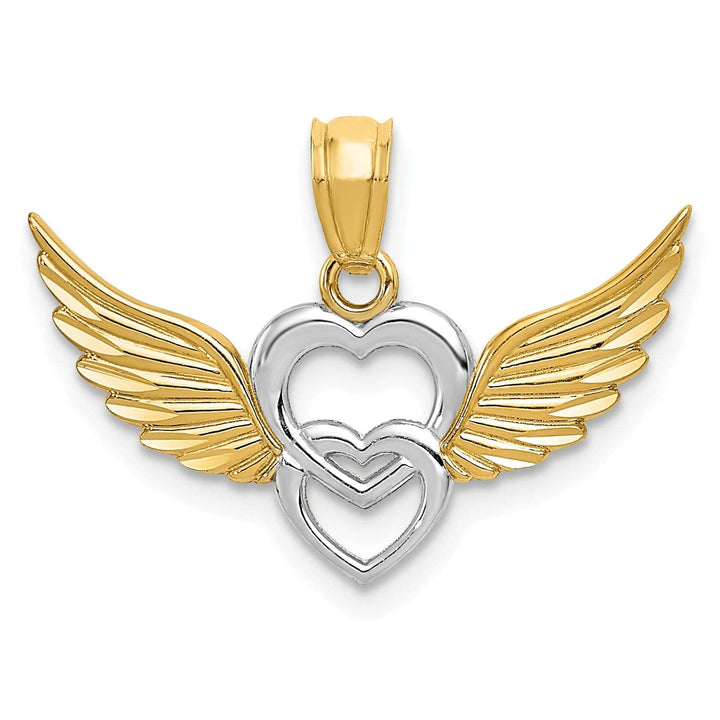 Lovely Rita's Pendants & Charms 14k Two Tone Gold Heart with Wings Charm Pendant