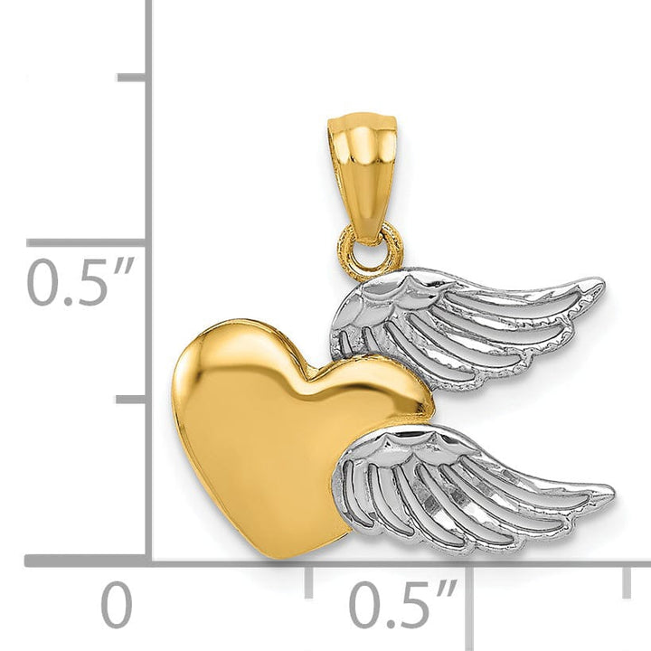 Lovely Rita's Pendants & Charms 14k Two Tone Gold Heart with Wings Charm Pendant