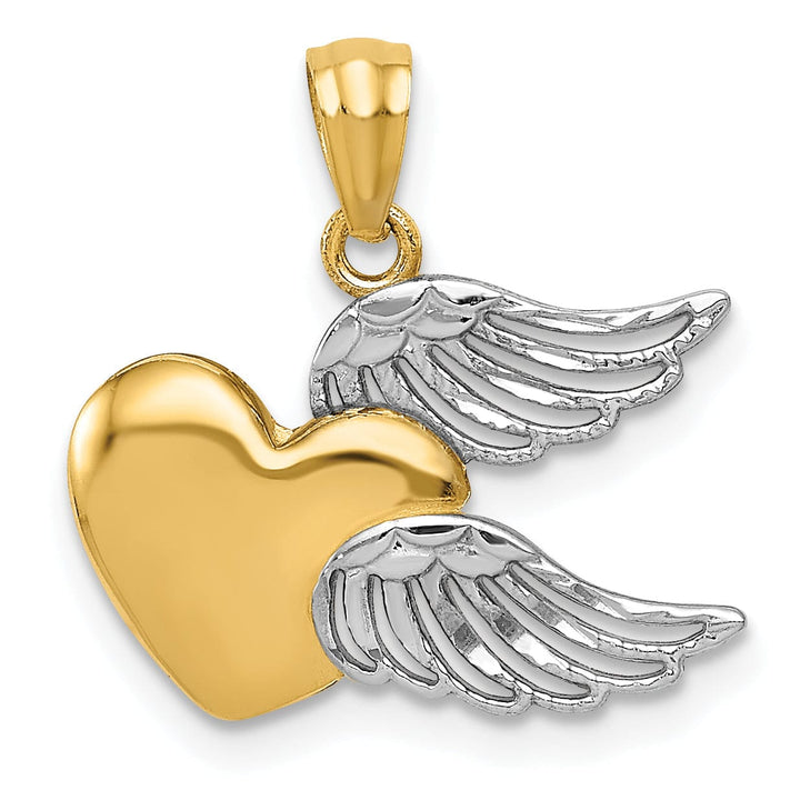 Lovely Rita's Pendants & Charms 14k Two Tone Gold Heart with Wings Charm Pendant