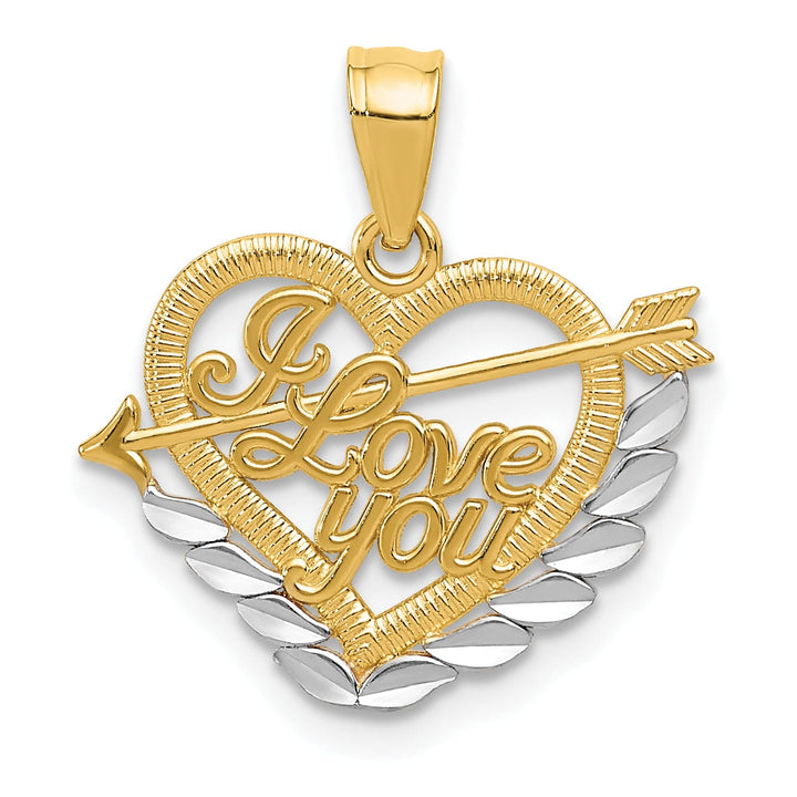 Lovely Rita's Pendants & Charms 14k Two Tone Gold I Love You Heart Pendant