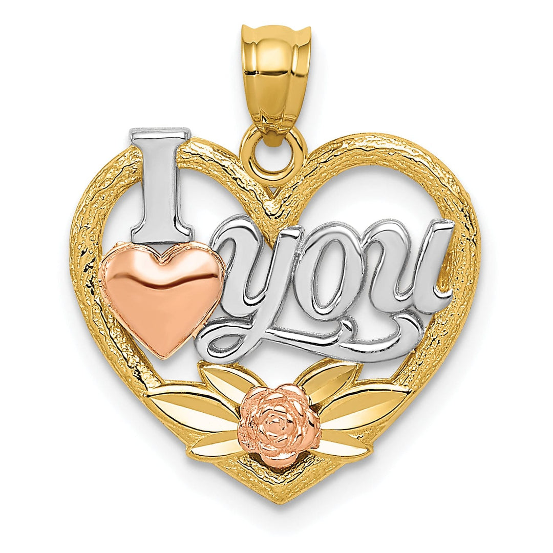 Lovely Rita's Pendants & Charms 14k Two Tone Gold I Love You Heart Pendant