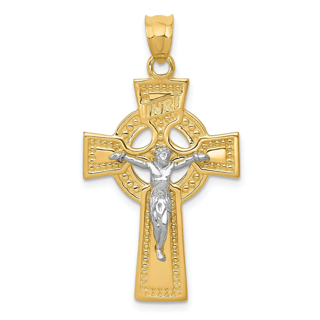 Lovely Rita's Pendants & Charms 14k Two-Tone Gold INRI Celtic Crucifix Pendant