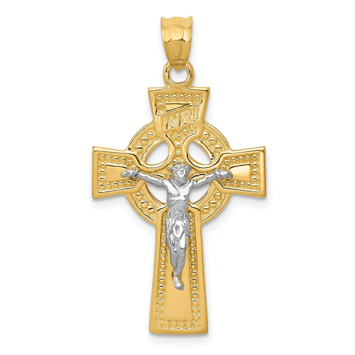 Lovely Rita's Pendants & Charms 14k Two-Tone Gold INRI Celtic Crucifix Pendant