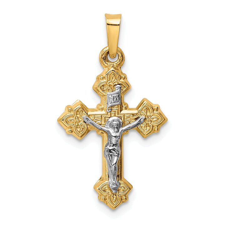 Lovely Rita's Pendants & Charms 14k Two-tone Gold INRI Hollow Crucifix Pendant