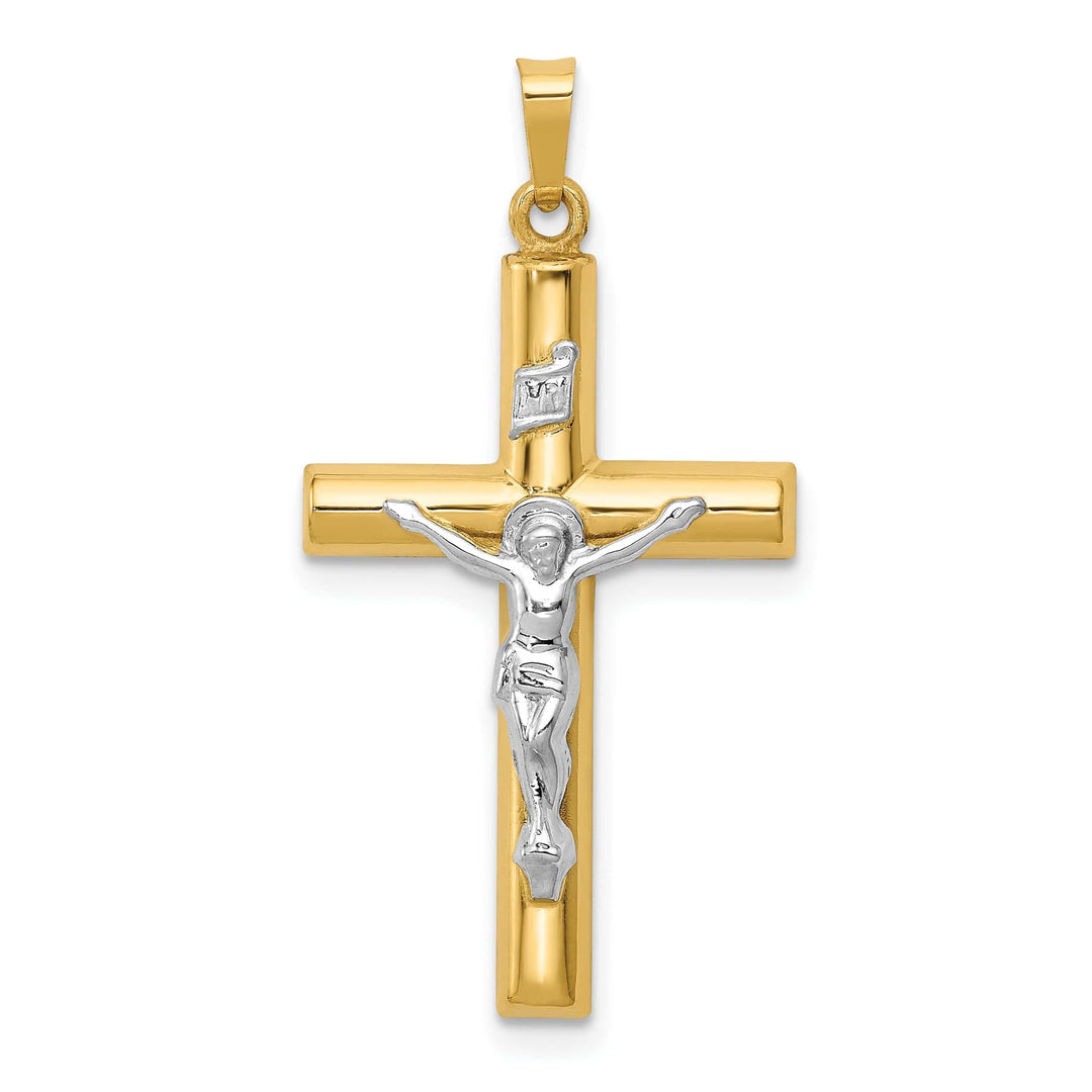 Lovely Rita's Pendants & Charms 14k Two-tone Gold INRI Hollow Crucifix Pendant