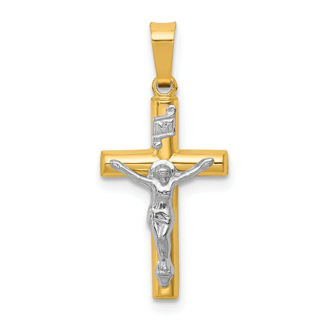 Lovely Rita's Pendants & Charms 14k Two-tone Gold INRI Hollow Crucifix Pendant