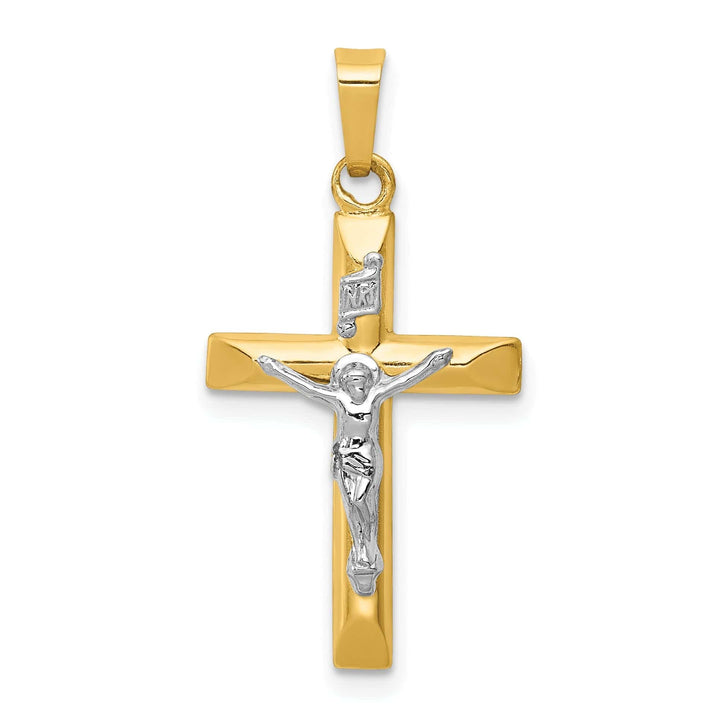 Lovely Rita's Pendants & Charms 14k Two-tone Gold INRI Hollow Crucifix Pendant