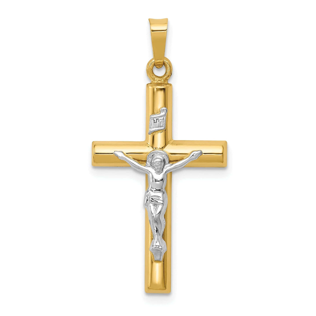 Lovely Rita's Pendants & Charms 14k Two-tone Gold INRI Hollow Crucifix Pendant