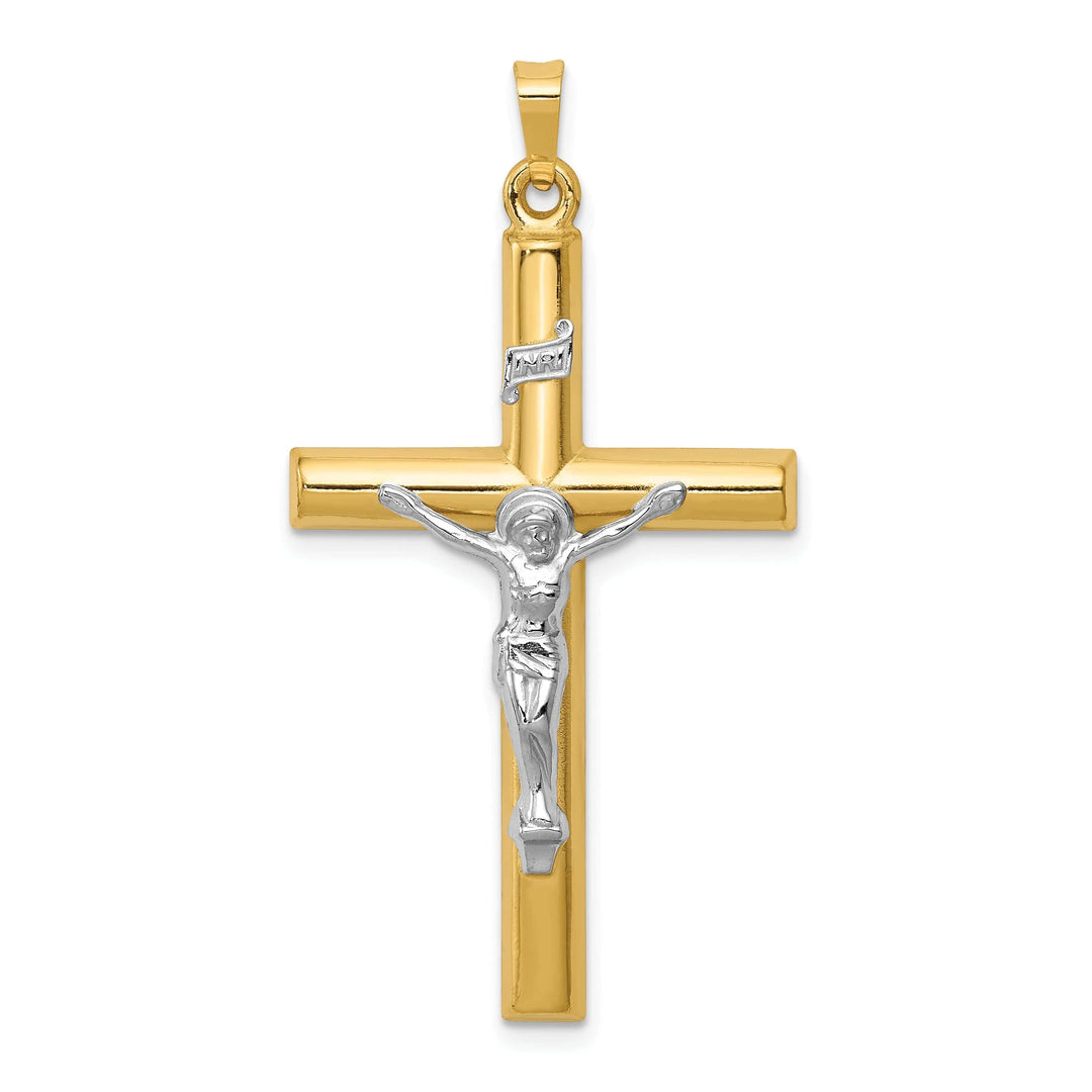 Lovely Rita's Pendants & Charms 14k Two-tone Gold INRI Hollow Crucifix Pendant