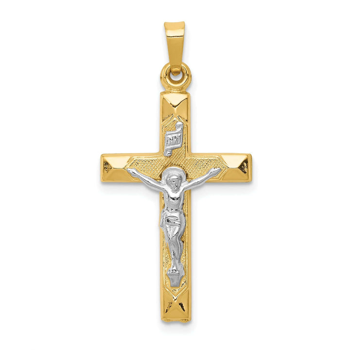 Lovely Rita's Pendants & Charms 14k Two-tone Gold INRI Hollow Crucifix Pendant