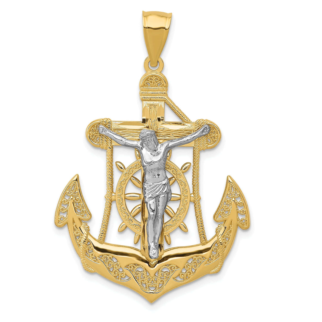 Lovely Rita's Pendants & Charms 14k Two tone Gold Mariner's Cross Pendant