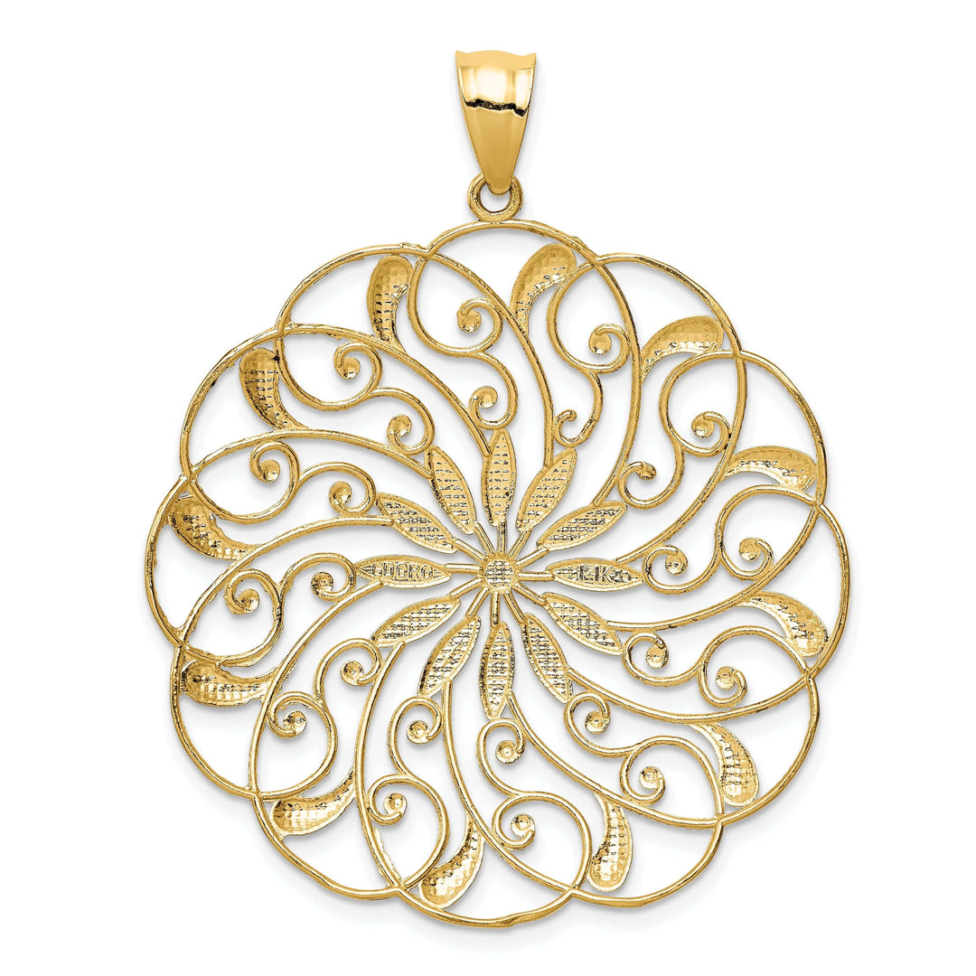 Lovely Rita's Pendants & Charms 14k Two Tone Gold Meridian Swirl Circle Pendant