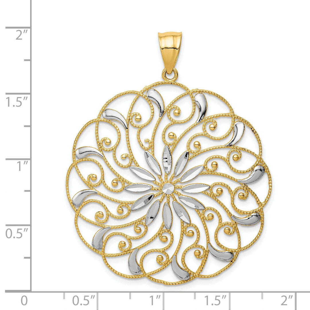 Lovely Rita's Pendants & Charms 14k Two Tone Gold Meridian Swirl Circle Pendant