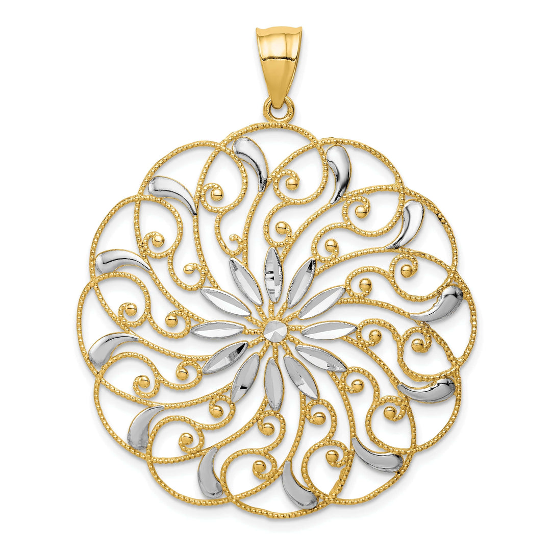 Lovely Rita's Pendants & Charms 14k Two Tone Gold Meridian Swirl Circle Pendant