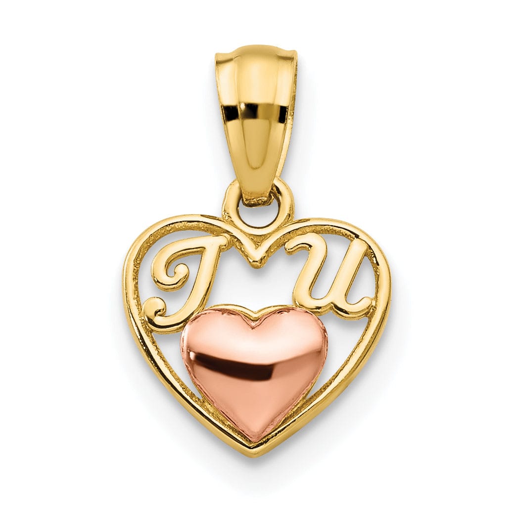 Lovely Rita's Pendants & Charms 14k Two Tone Gold Mini I Love U Charm Pendant