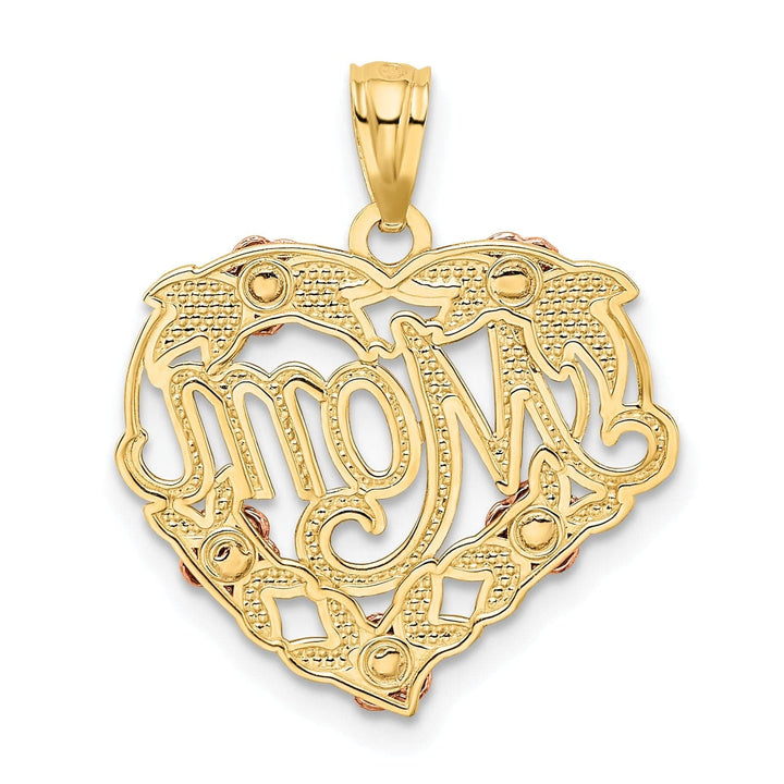 Lovely Rita's Pendants & Charms 14k Two Tone Gold Mom Heart Charm Pendant