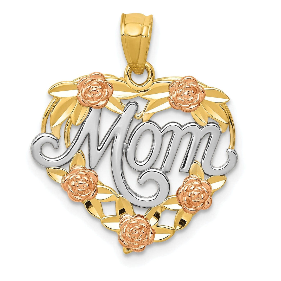 Lovely Rita's Pendants & Charms 14k Two Tone Gold Mom Heart Charm Pendant