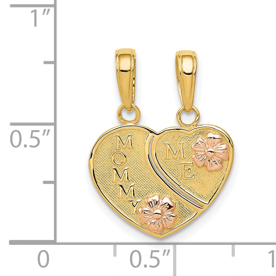 Lovely Rita's Pendants & Charms 14k Two Tone Gold Mommy and Me Heart Pendant