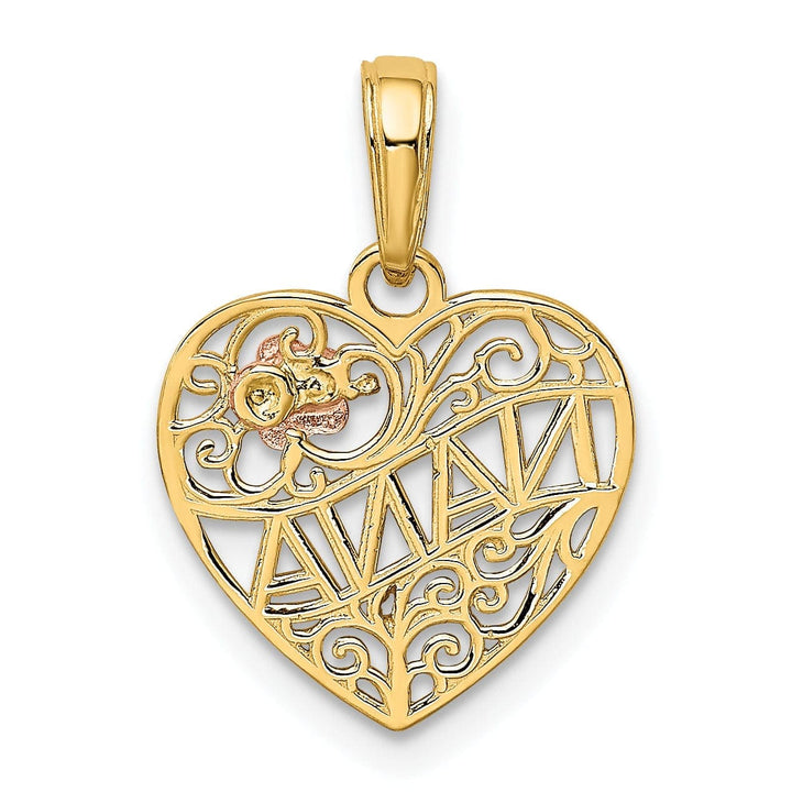 Lovely Rita's Pendants & Charms 14K Two Tone Gold Nana Flower on Heart Pendant