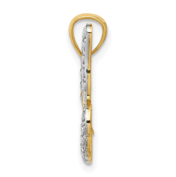 Lovely Rita's Pendants & Charms 14k Two-tone Gold Open Back Casted Solid Polished Finish Diamond-cut Polished Open Butterfly Charm Pendant