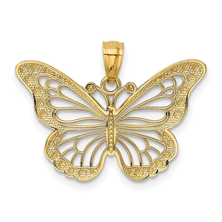 Lovely Rita's Pendants & Charms 14k Two-tone Gold Open Back Casted Solid Polished Finish Diamond-cut Polished Open Butterfly Charm Pendant