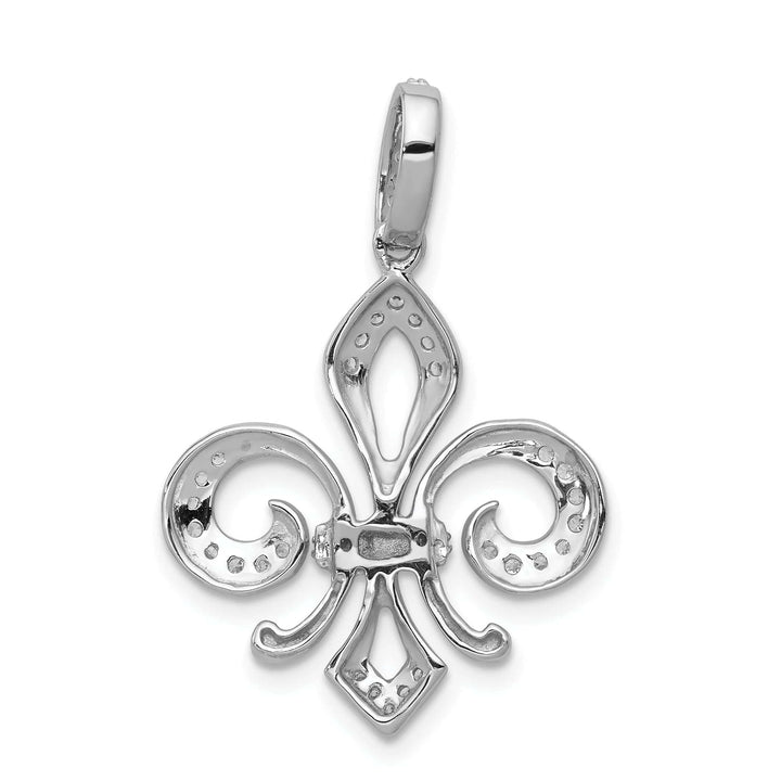 Lovely Rita's Pendants & Charms 14k Two Tone Gold Open Back Polished Finish 0.221CT Diamond Fleur De Lis Design Charm Pendant