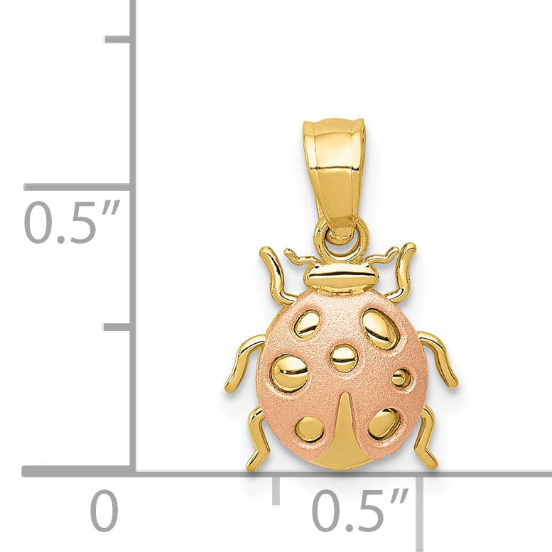 Lovely Rita's Pendants & Charms 14k Two Tone Gold Open Back Solid Polished Brush Finish Ladybug Charm Pendant