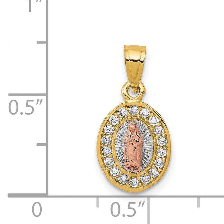 Lovely Rita's Pendants & Charms 14k Two Tone Gold Oval Lady of Guadalupe Charm