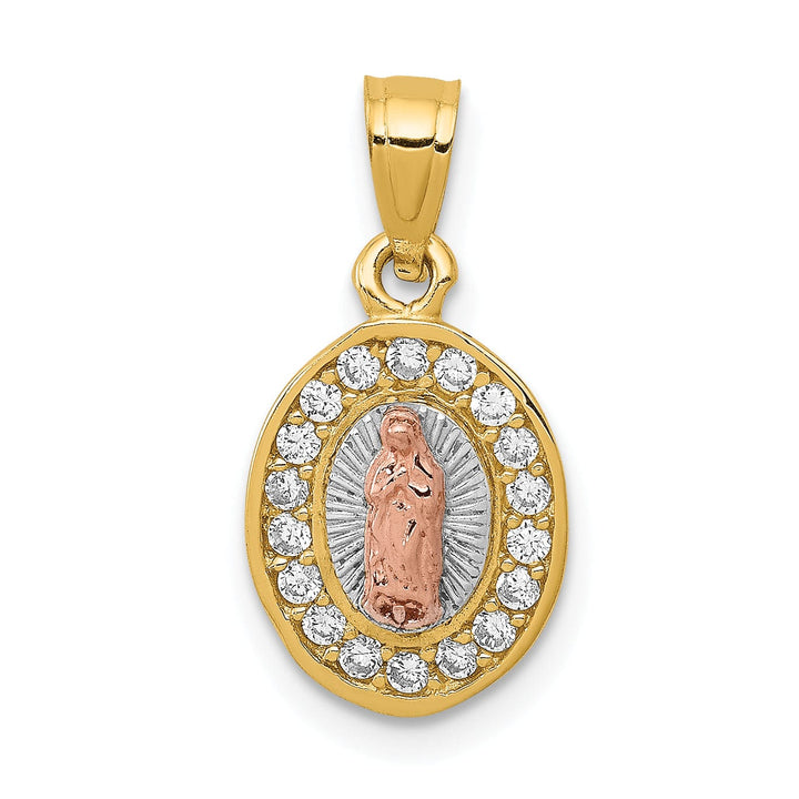 Lovely Rita's Pendants & Charms 14k Two Tone Gold Oval Lady of Guadalupe Charm