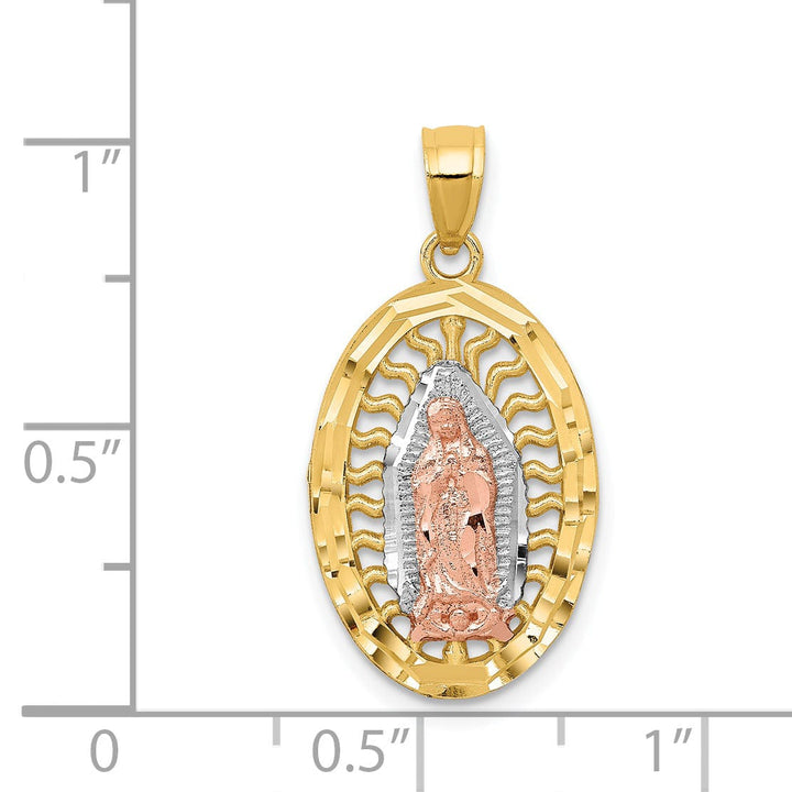 Lovely Rita's Pendants & Charms 14k Two Tone Gold Oval Lady of Guadalupe Charm