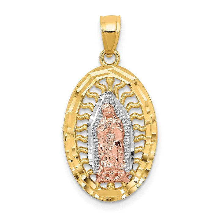 Lovely Rita's Pendants & Charms 14k Two Tone Gold Oval Lady of Guadalupe Charm