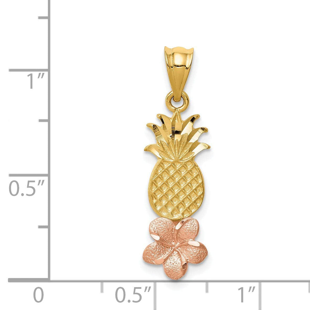 Lovely Rita's Pendants & Charms 14k Two Tone Gold Pineapple Plumeria Pendant